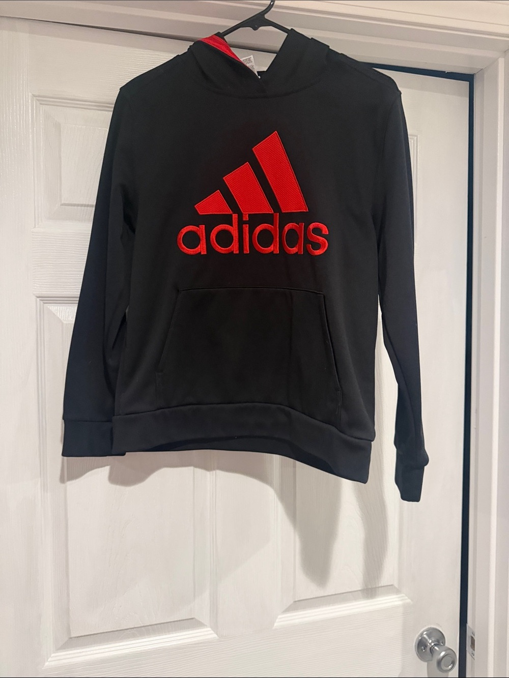 adidas Black Hoodie with Red Logo Embroidery